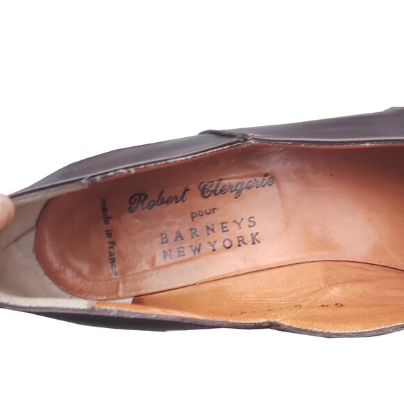 Robert Clergerie x Barneys Pumps Brown Leather Round Toe Block Heel 8.5 - Picture 10 of 12